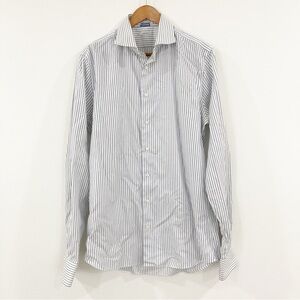 Suitsupply White and Gray Striped Dress Shirt